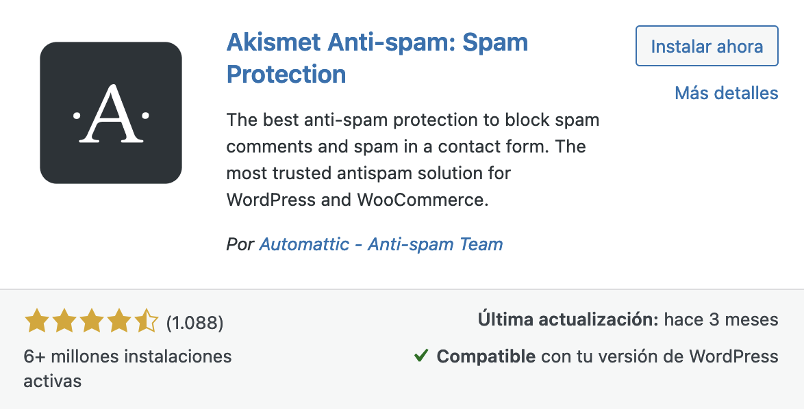 Plugin Akismet Anti-spam: Spam Protection