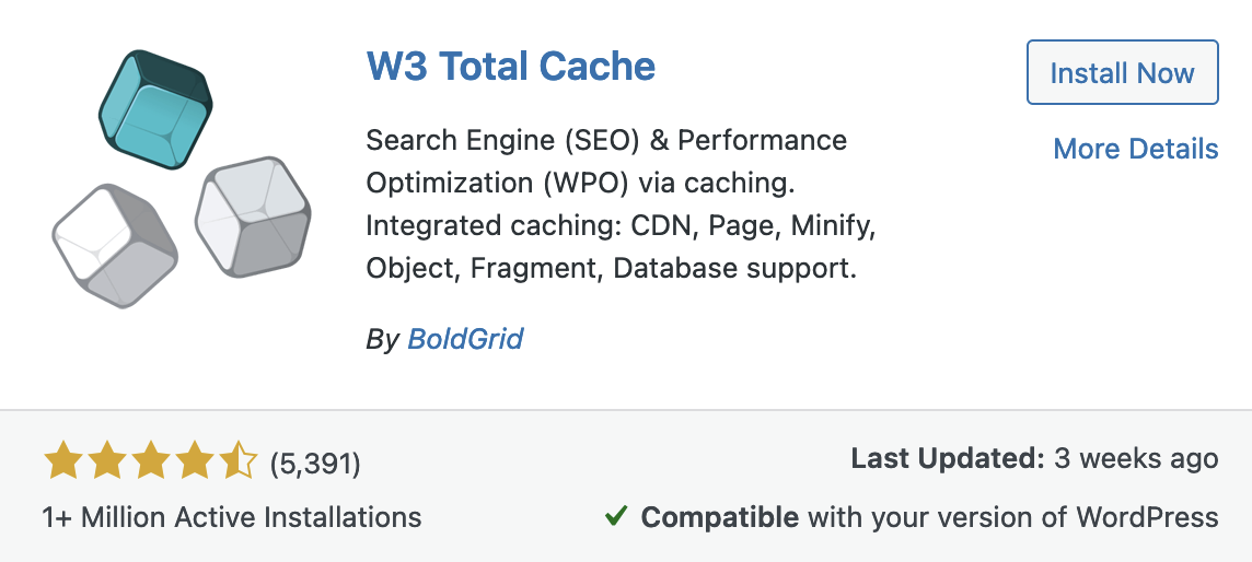 plugin W3 Total Cache